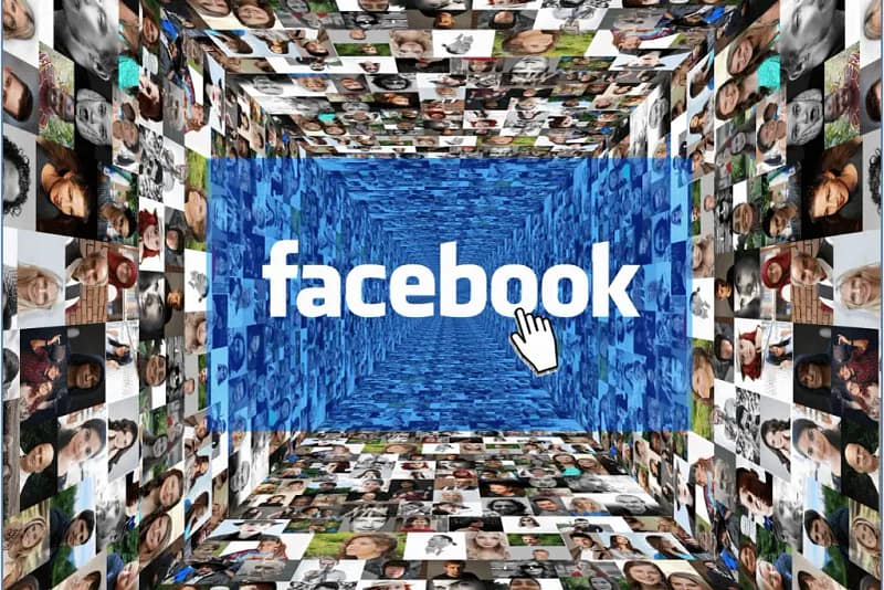 an image of facebook's logo surrounded by profile pictures symbolizing the large amount of people you can reach with social media ads
