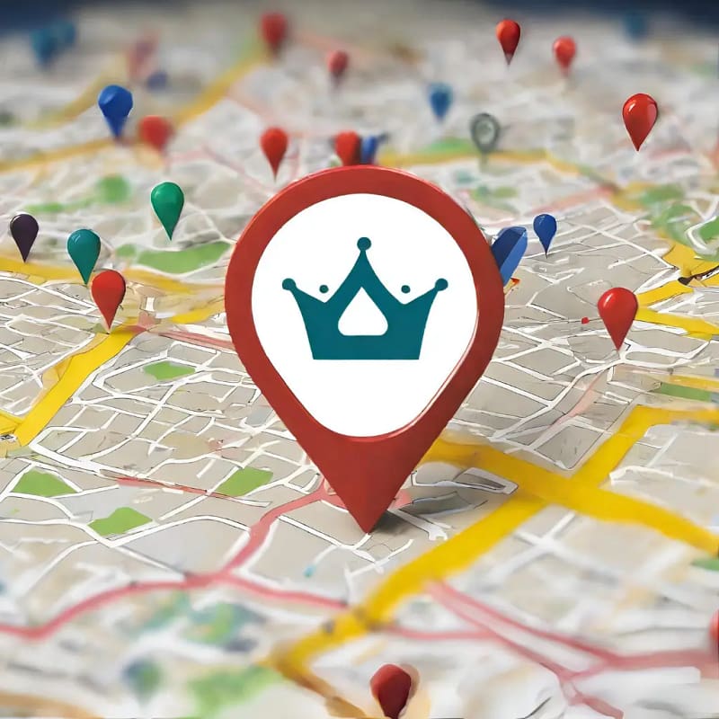 Dominate local search with Google Maps - Image of a google map pin as a crown