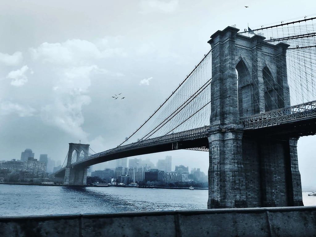 Brooklyn Bridge on a cloudy day for the About page